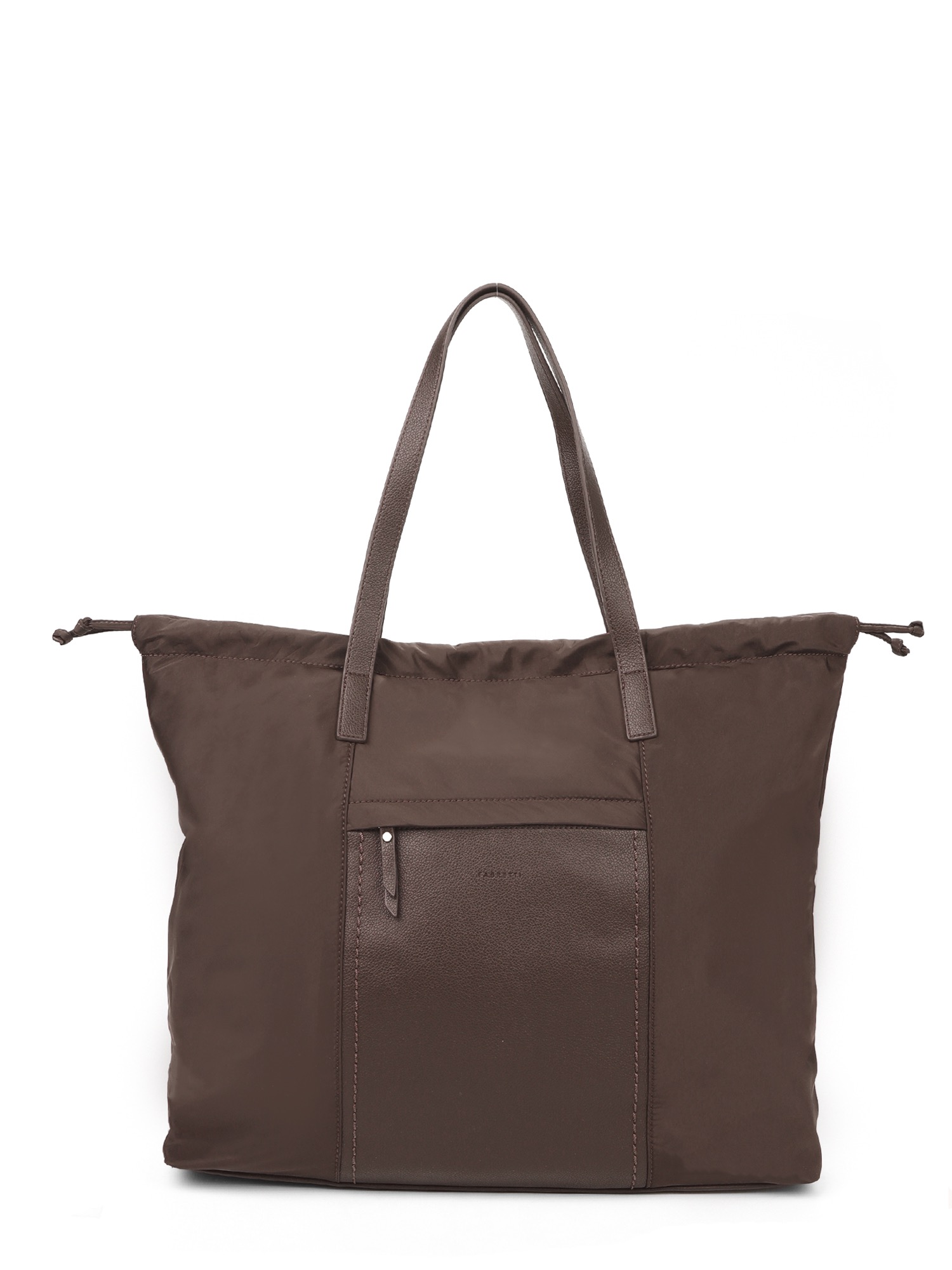  ТЕКСТИЛЬНАЯ СУМКА – ШОППЕР-КИСЕТ - ИТАЛЬЯНСКОГО БРЕНДА FABRETTI В ШОКОЛАДНО-КОРИЧНЕВОМ